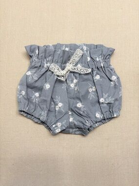 Grey cotton Floral Baby Bloomers with Lace Tie 12-18 months